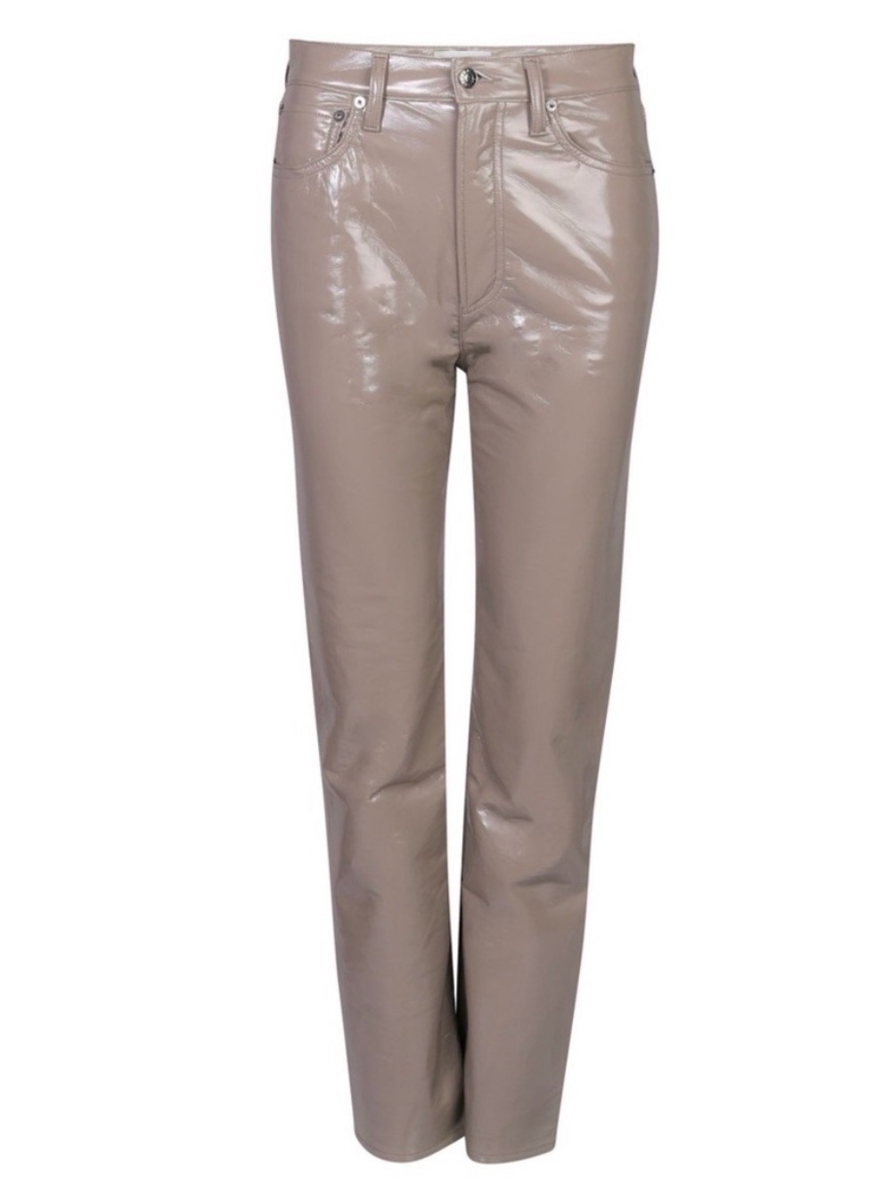 Agolde Glossy Taupe 90’s pinch waist recycled Leather Straight-Leg Jeans